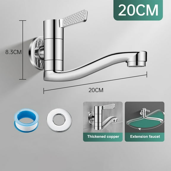Extended Wall Mounted Single Cold Kitchen Sink Mop Pool Rotatable