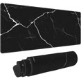 thumbnail image 1 of Extended XL Marble Mouse Pad with Stitched Edges, Waterproof Non-Slip Large Gaming Mousepad for Keyboard for Women Office, 31.5 * 11.8 in (Black Marble with White Veins), 1 of 6