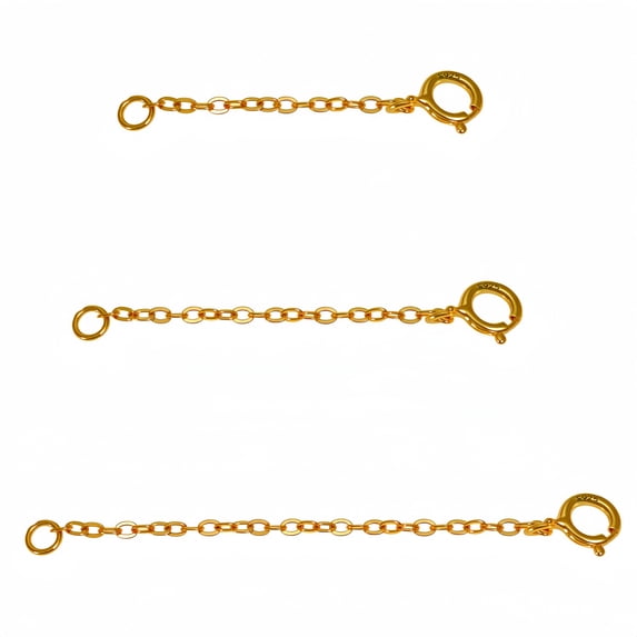 Extenders Chain Necklace 14K Gold Plated Sterling Silver Extension Chains for Jewelry Making 3 PCS(1 2 3 inch)