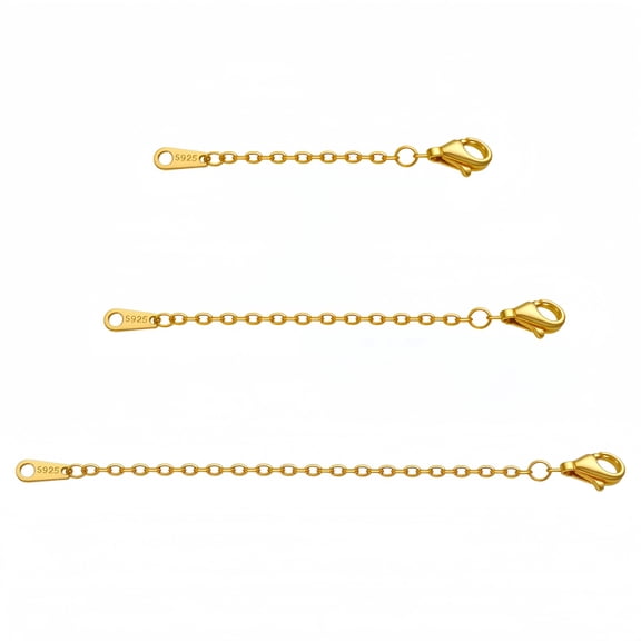 Necklace Extenders for Women Necklace Clasps 14K Gold Plated 925 Silver Bracelet Extender Chains for Jewelry Making 3 PCS(1 2 3 inch)