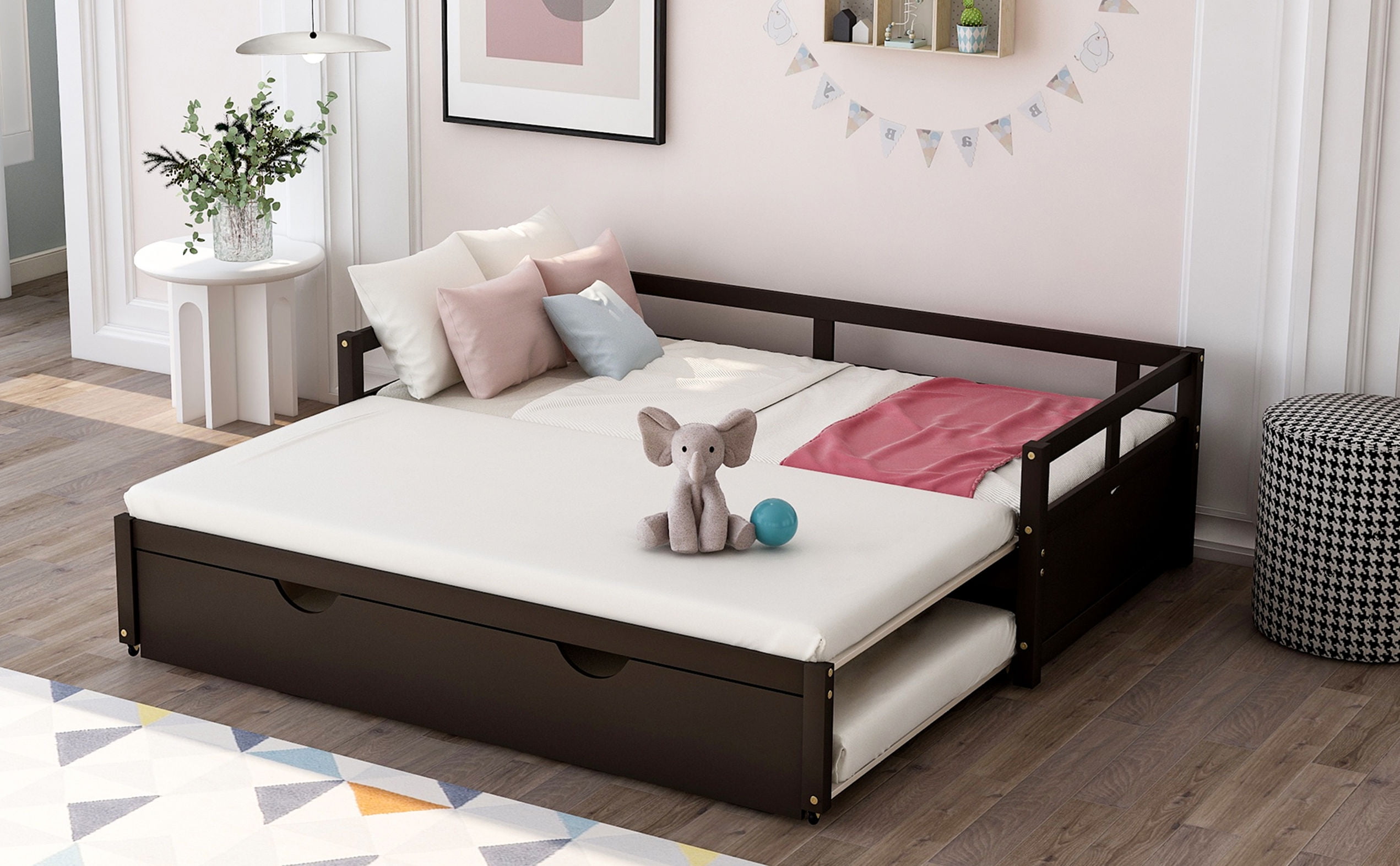 Extending Daybed with Trundle, Wooden Daybed with Trundle, Sofa Bed