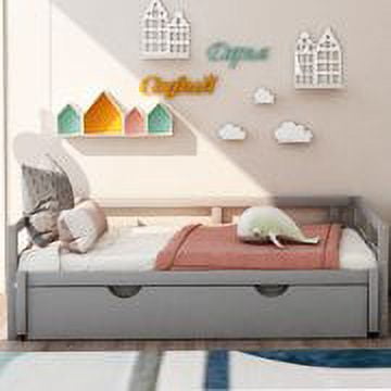 Extending Daybed with Trundle,&nbsp;Wooden Daybed with Trundle, Gray