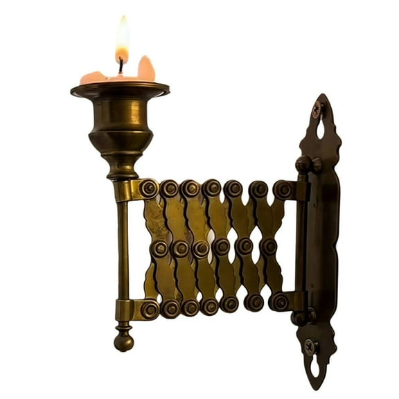 Extending Taper Candle Holder - Vintage Wall-Mounted Candle Holder, Aged Brass Candle Display Metal Candlestick Accordion Sconces, Antique Wall-Mounted Sconce for Living Room, Bedroom S7J7