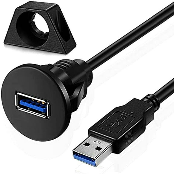 Extension Cable Wide Compatibility USB 3.0 Male to Female Flush Panel Mount Data Extension Cable for Automobile,1M
