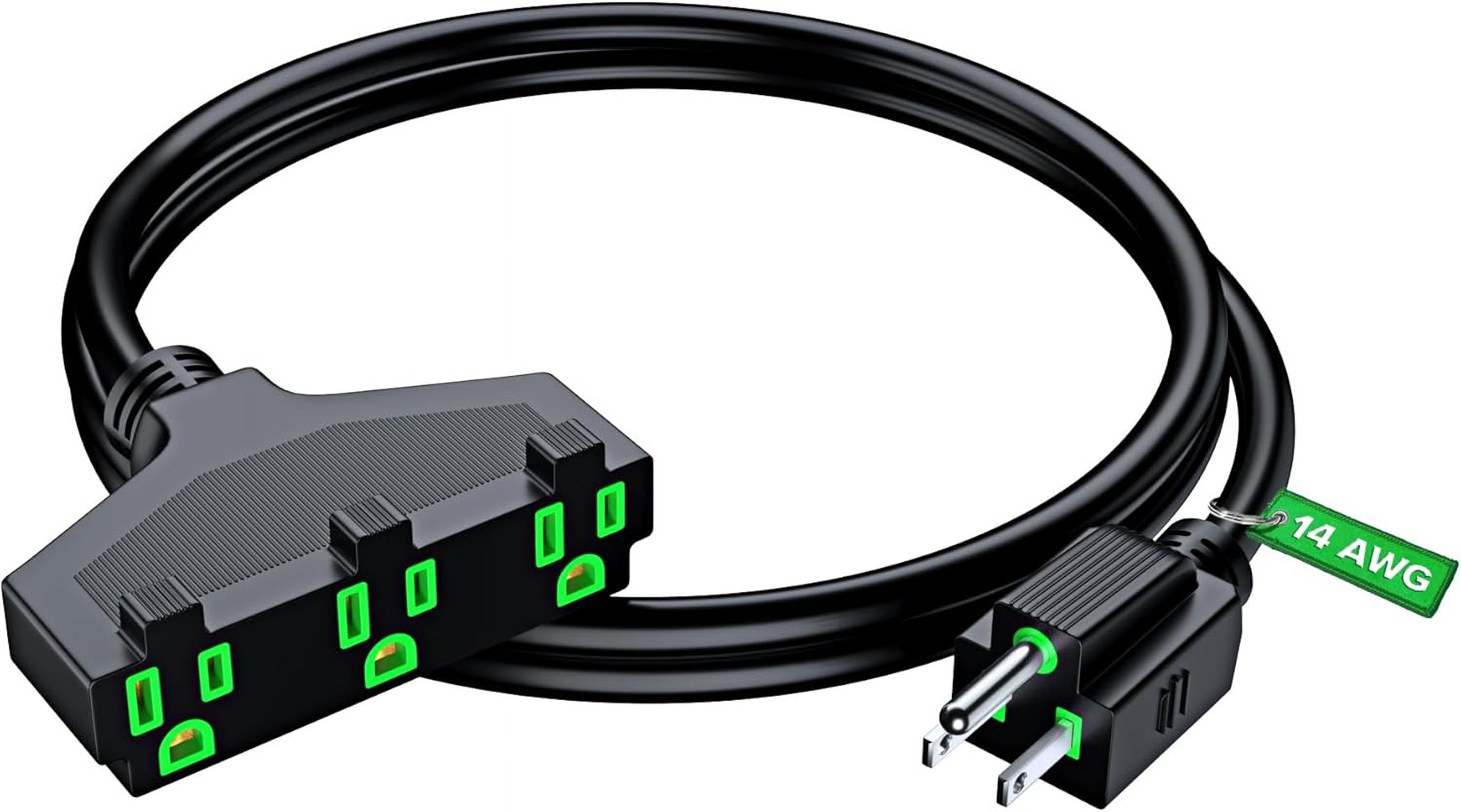 Extension Cord 1.5 Feet, Sjtw Extension Cord With Multiple Outlets, 14