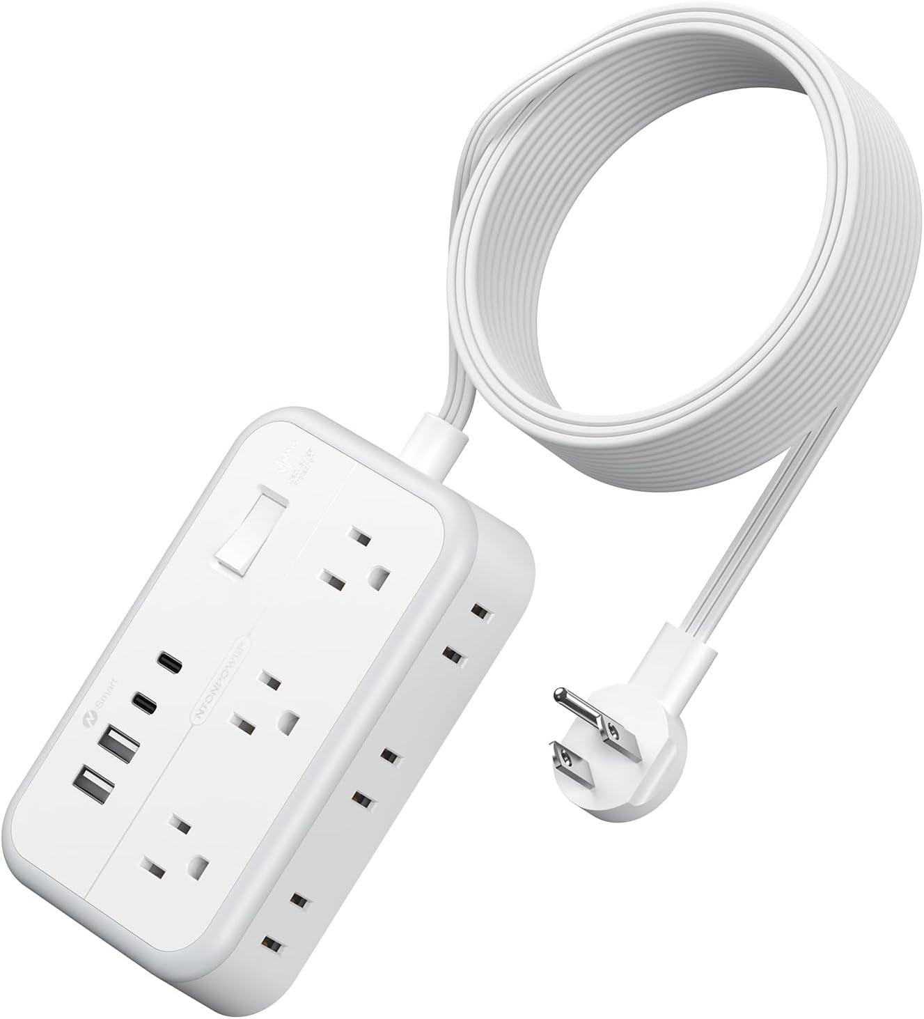 Extension Cord 15 ft, Power Strip with 6 Outlets 4 USB Charr(2 C Port), Flat Plug Outlet Extender Long Cord, Protection for Indoor, Home, Office Supplies, Dorm Room Essentials