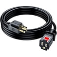 thumbnail image 1 of Extension Cord 15ft with New Locking Feature, Power Cable 3 Prong Plug Connector, Indoor Rated 16AWG (Black, 1 Pack), 1 of 7