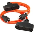 Extension Cord 2 Feet, SJTW Extension Cord with Multiple Outlets, 14