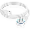 Extension Cord 2 Foot White Flat Plug, 360° Rotating Short Power Cord
