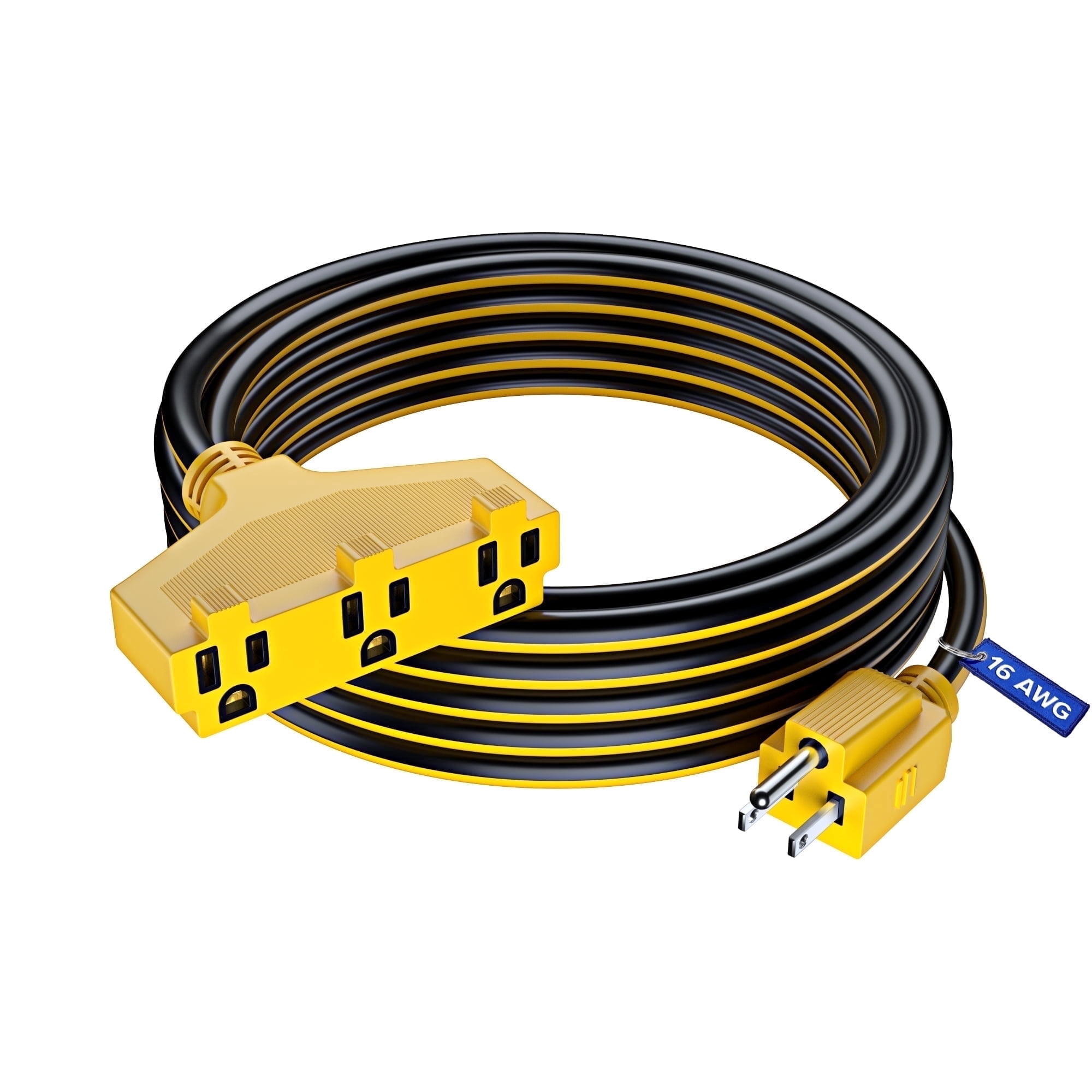 Ffe Outlets Extension Cord 25 ft, SJTW Extension Cord with Multiple Outlets, 16 ...