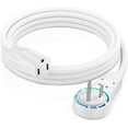 Extension Cord 3 Foot White Flat Plug, 360° Rotating Short Power Cord