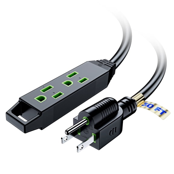 Extension Cord 30 ft, Extension Cord with Multiple Outlets, 16 Gauge (Black) ETL Listed