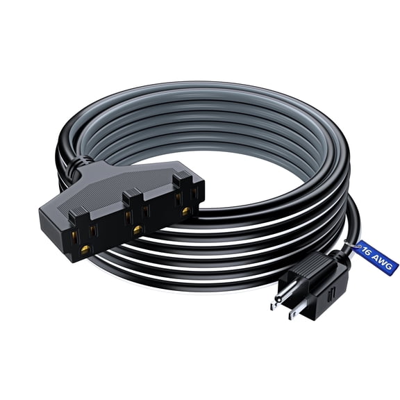Extension Cord 30 ft, SJTW Extension Cord with Multiple Outlets, 16 Gauge (Black, White and Gray) ETL Listed
