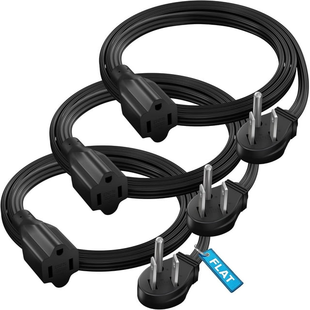 Extension Cord (4 Feet) 1 Outlet Flat Wire, 3Prong 45° Angled Flat