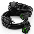 thumbnail image 1 of Extension Cord 8 Ft (2 Pack) Black Power Cords Indoor 16 Gauge Wire Heavy Duty ETL Listed (8Ft 2 Pack), 1 of 7