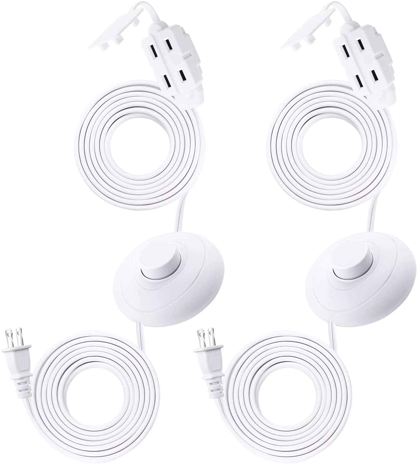 9ft 3Outlet Extension Cord with On/Off Switch, Safety Cover 2 Pack