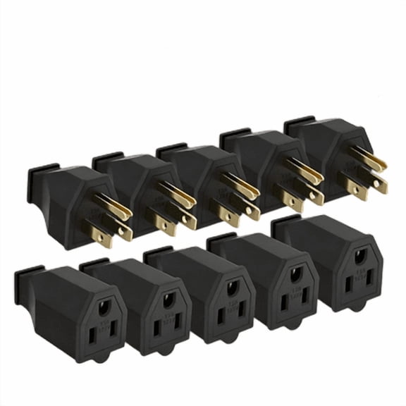 Extension Cord Ends 125V 15A 2Pole 3Wire Male Plug and Female Connector Straight Blade Plug Replacement Electrical Extension Cord End(Male & Female 5 Set)