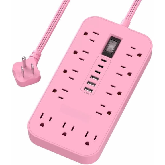 Extension Cord with Multiple Outlets- 5 FT Kawaii Power Strip, Cute Extension Cord with 11 AC Outlet 6 (24W/4.8A), Station for Cute Kawaii Desk Room Decor Essentials Gifts