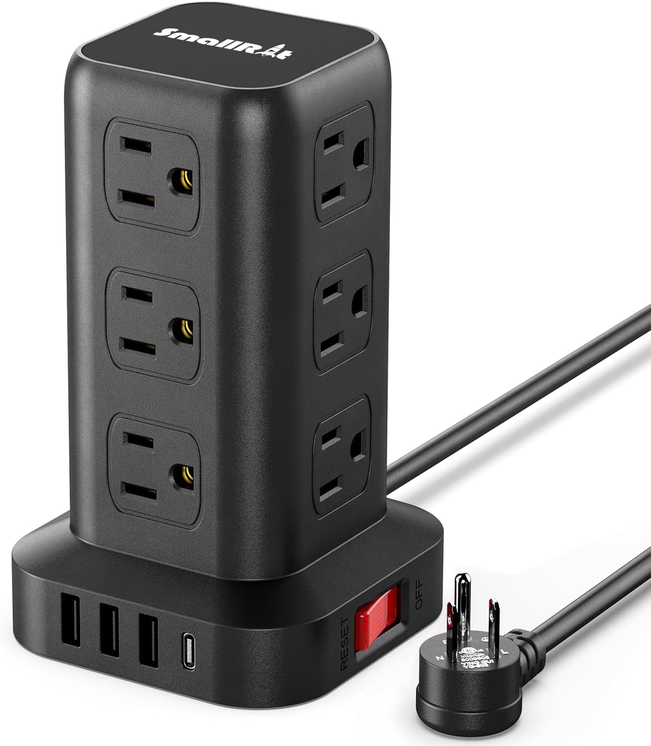 Extension Cord with Multiple Outlets, Sur Protector Power Strip Tower, Outlet Extender with 12 AC Outlets 4 USB, 6.5FT Extension Cord for Home Dorm Room, Office Supplies,Overload Protection