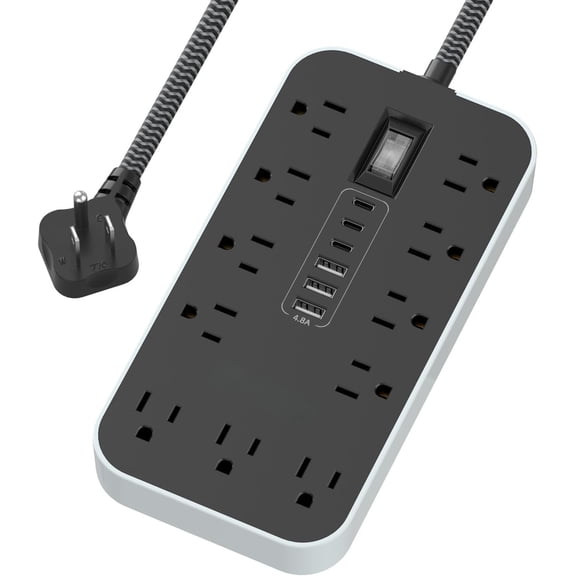Extension Cord with Ports- 5 FT Power Strip with , 1625W Multi Outlet with 11 AC Outlet 6 (24W/4.8A), Station for Multiple Devices, for , Office, Dorm, Gaming Room Essentials