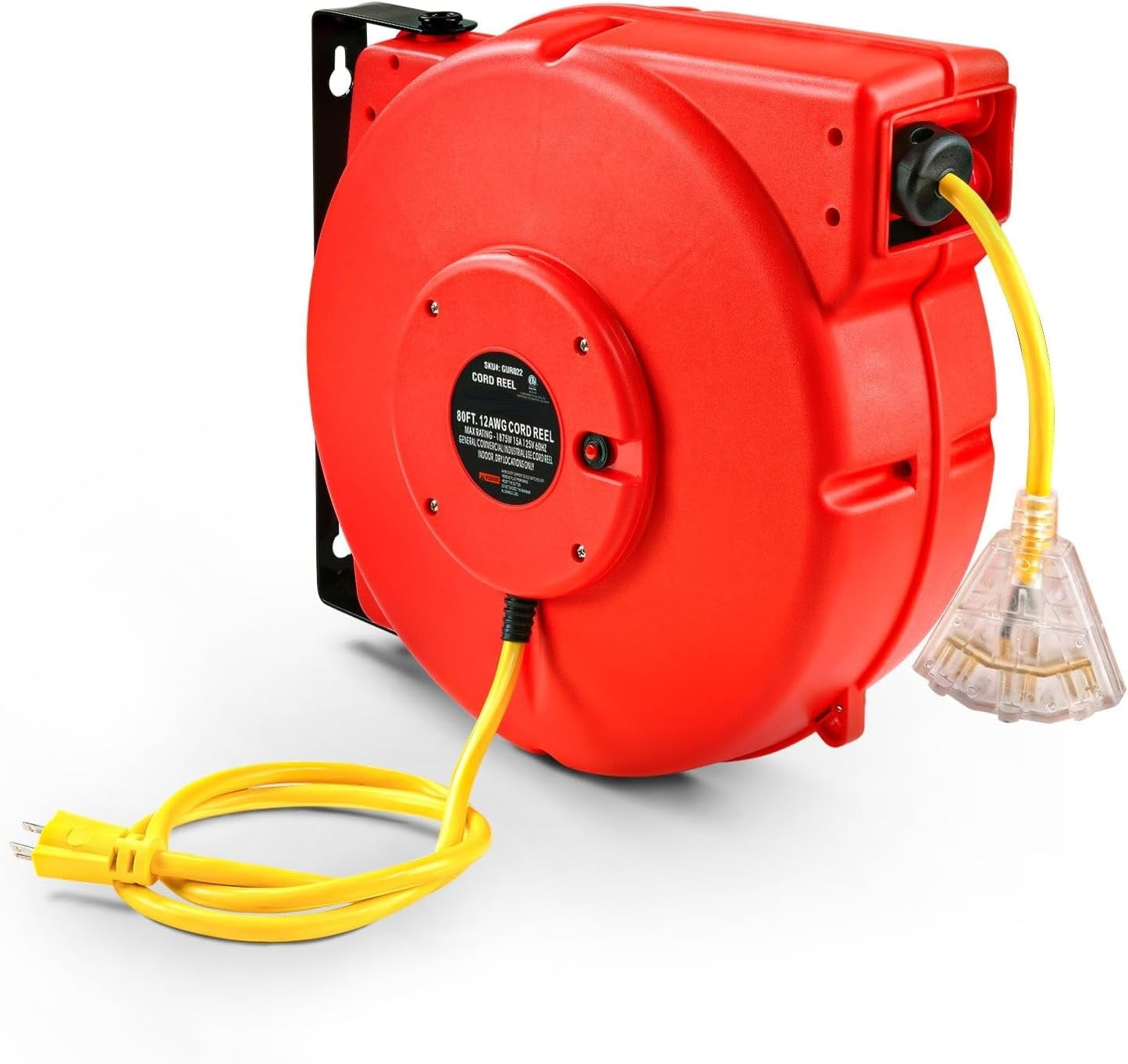 Extension Cord Reel Retractable Longest Industrial 12awg x 80' Foot