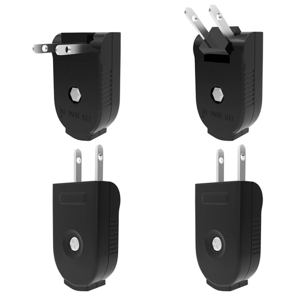 Extension Cord Replacement Male Power Plug, 4 Pack Replacement Plug 2 Prong, Rotatable , Lamp Plug Replacement, 250V/10A, for Small Appliances Power Strips Lamps DIY Craft, Black
