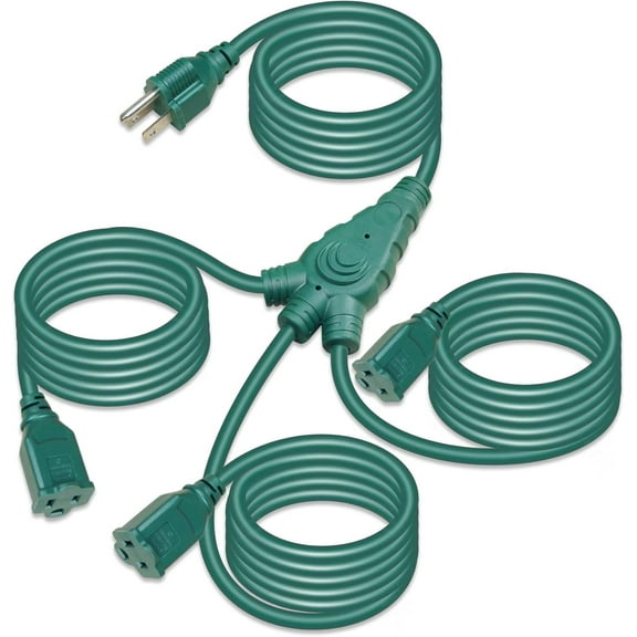 Extension Cord Splitter 1 to 3, Heavy Duty SJTW 16/3 Wire, 13A/1625W, 3 Prong Outdoor Power Splitter for Home, Workshop, Total 25FT Long, ETL Listed