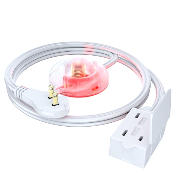 Extension Cord with on and Off Switch (3 Ft) Includes a Light Indicator and Safety Cover,Short Extension Cord, White Extension Cord, Flat Plug Extension Cord with Multiple Outlets