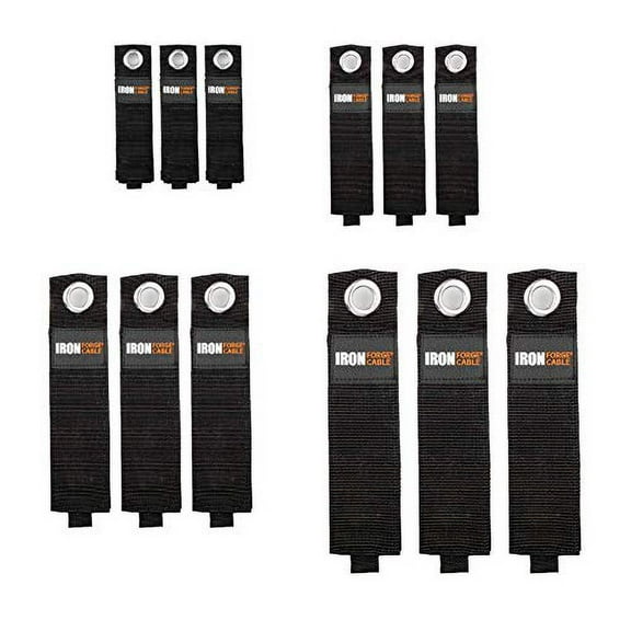 Extension Cord Wrap Organizer, 12 Piece Multi-Pack of Storage Straps - 3 Small, 3 Medium, 3 Large, and 3 XL Hook and Loop Hanger Wraps for Power Cables, Hoses, Ropes, and More