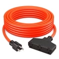 thumbnail image 1 of Extension Cord with 3 Outlets l 20 Feet l Orange 14 Gauge, SJTW, Heavy Duty Extension Cord with Multiple outlets, 1 of 8