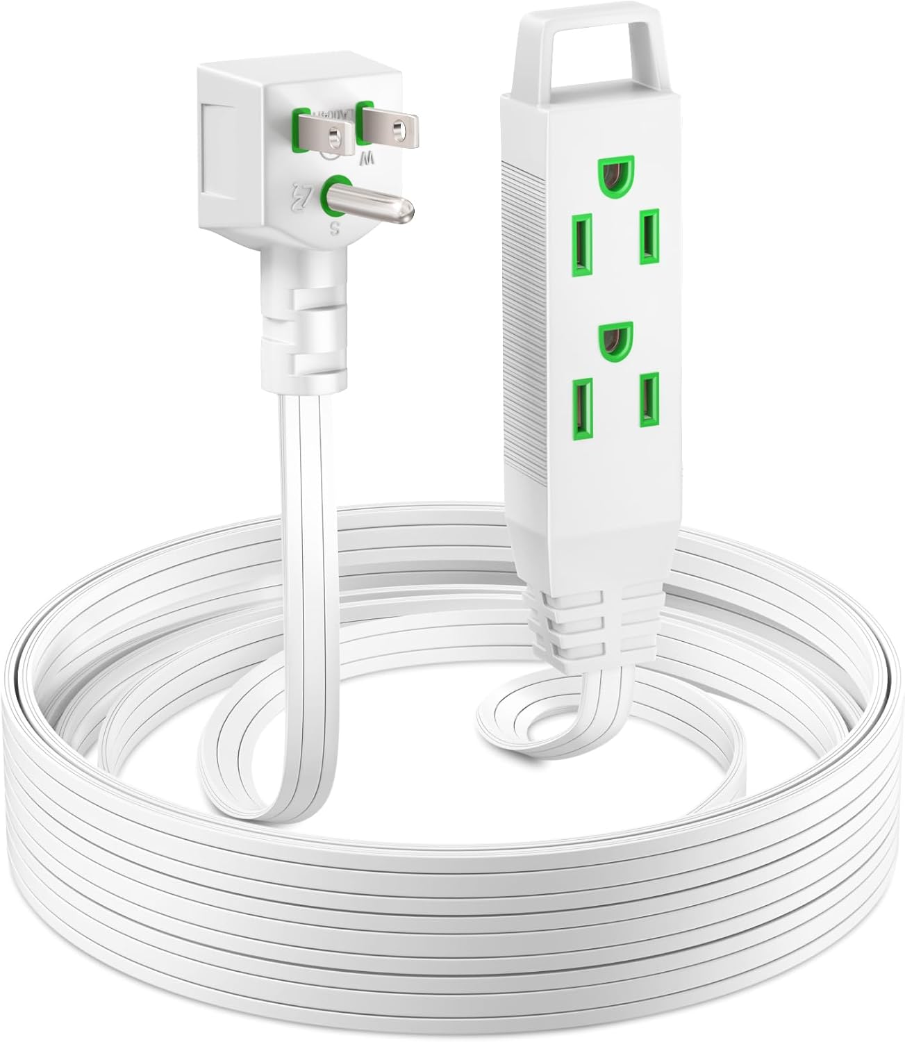 Extension Cord with Multiple Outlet 10 ft, with SpaceSaving Flat Plug