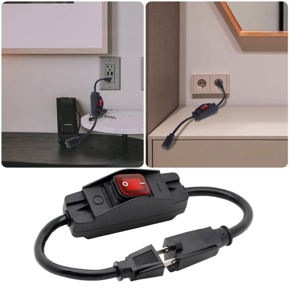 Extension Cord with Waterproof On Off Switch Heavy Duty Extension Cord 3-Prong 3 Outlet, Ideal for Appliances, Black