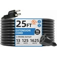 thumbnail image 1 of Extension Cords for Outdoor, 25FT 3 Prong Heavy Duty Extension Cords for Outdoor, Waterproof Extension Cords, 16AWG 13AMP 125V Rated 1625 Watts, 1 of 8