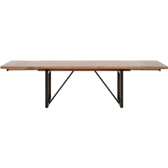 Extension Dining Table with Wooden Live Edges, Brown