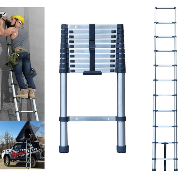 Extension Ladder 10 FT Telescoping Ladder Folding Ladder Stainless ...
