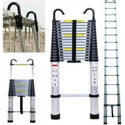 Extension Ladder 20.34 FT Telescoping Ladder with 2 Detachable Hooks & Rubber Feet Aluminum Multi-Purpose Extend Folding Step Ladders Extendable Loft Ladder 330lbs Capacity for Household Daily 6.2M