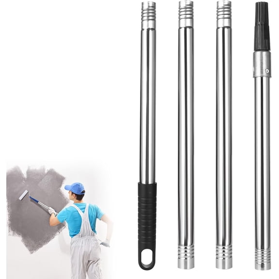 Extension Pole 1.3-4.8 ft Long Paint Roller Telescopic Extendable Poles Multi-Purpose Telescoping Pole Lightweight Sturdy Painters Pole