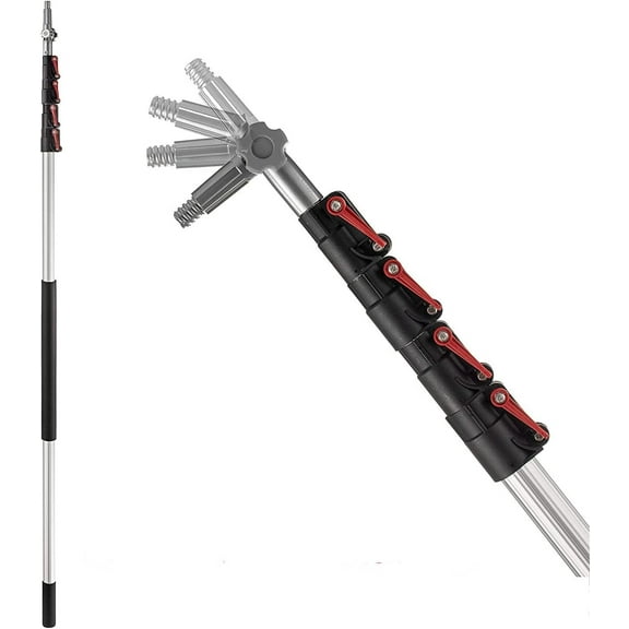 Extension Pole - 24 Foot Premium Telescopic Pole with Universal Multi-Angle Metal Threaded Tip