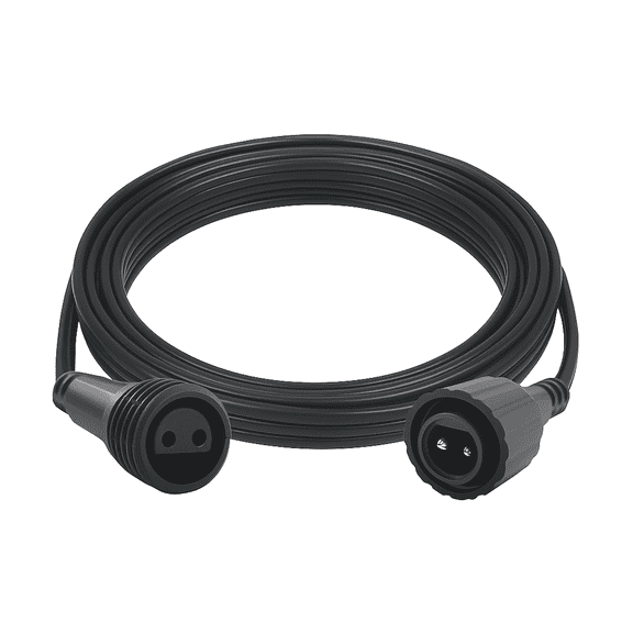 Extension Power Cord (6.5Ft / 2M) with 5/8" Plug Connectors for LED String Lights Holiday Christmas Tree Indoor Outdoor Use (Black)