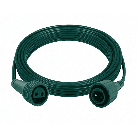 Extension Power Cord (6.5Ft / 2M) with 5/8" Plug Connectors for LED String Lights Holiday Christmas Tree Indoor Outdoor Use (Green)