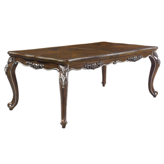 Extension Table In Antique Oak Finish - 96" W X 44" D 30" H, 100lbs Weight Limit, Poplar Wood, , Resin, Veneer Dining With And Leaf 96in 44in 30in, 100lb