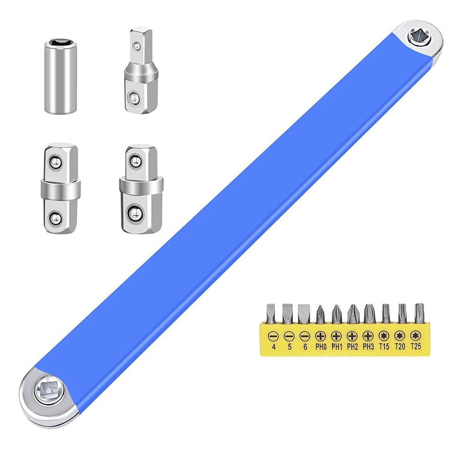 Extension Wrench 15inch 0 Degree Ratchet Tight Reach Extension Wrench Set with 1/2,1/4 and 3/8inch S alloy steel