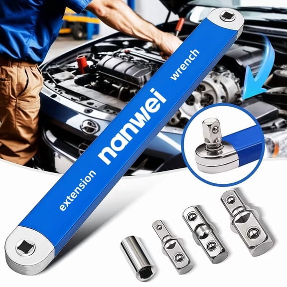 Extension Wrench Tool Set - Offset Extension Wrench Kit with Universal Joint Adapters & Socket Reducer, 1/4" 3/8" 1/2" Drive for Automotive Repair & Mechanics