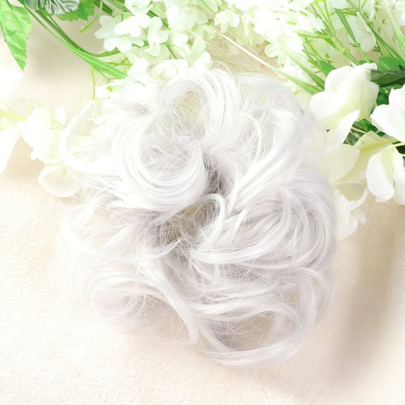 Extension bun Ladies Fashion Pony Tail Hair Extension Bun Hairpieces Scrunchie Elastic Wave Curly Synthetic Hairpieces (Grey)