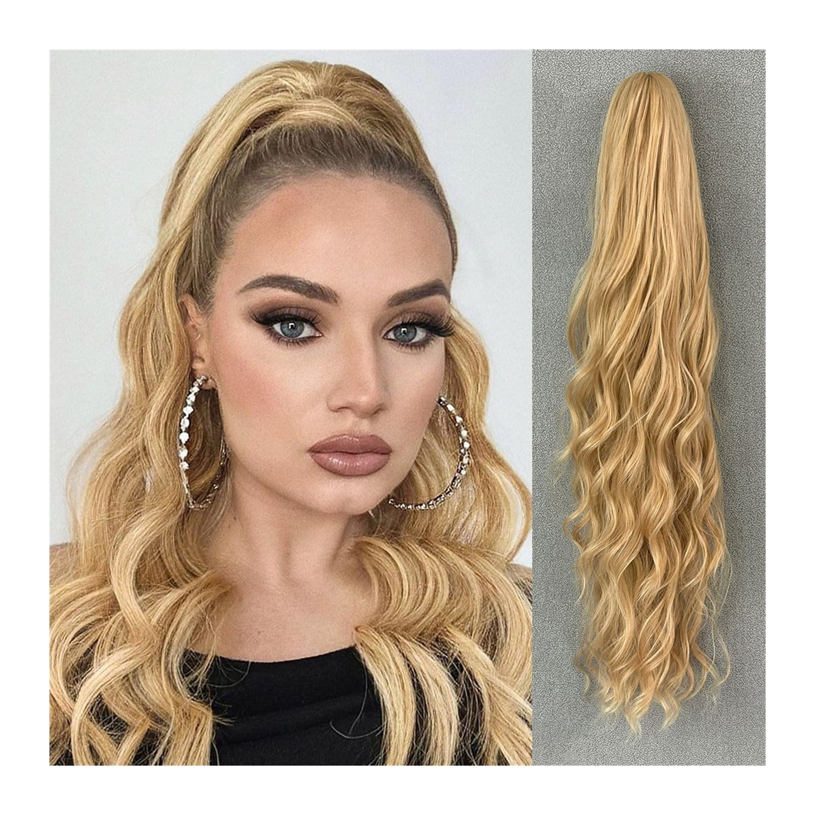 Extensions Soft Natural Multi-Color 32" Claw Ponytail Extension Curly Hair Water Wave Clip in Hair