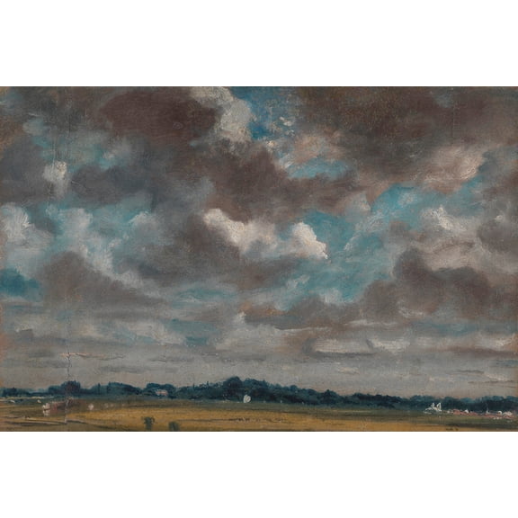 Extensive Landscape with Grey Clouds by John Constable - 12" x 18" Art Print Wall Decor