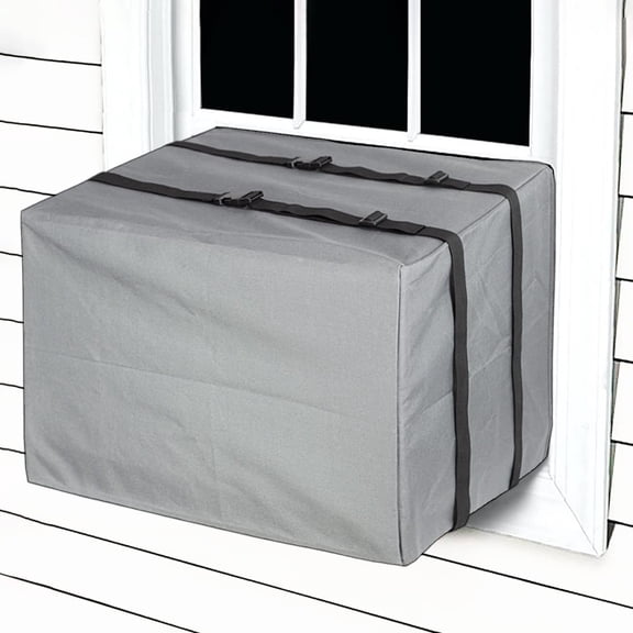 Exterior Air Conditioner Cover Waterproof Outdoor Window AC Covers Heavy Duty Square Unit Protector Winterizing Wrap Guard Against Snow & Leaves Grey, 21.5 x 16 x 15 Inches