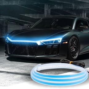 Exterior Car Hood LED Strip Lights,Flexible Neon Daytime Running Light,RGB 5050 Lamp Beads,Waterproof IP68,Easy Install Hood Accent,Multi-Color Decorative Strip,Custom Car Front Lighting Accessory
