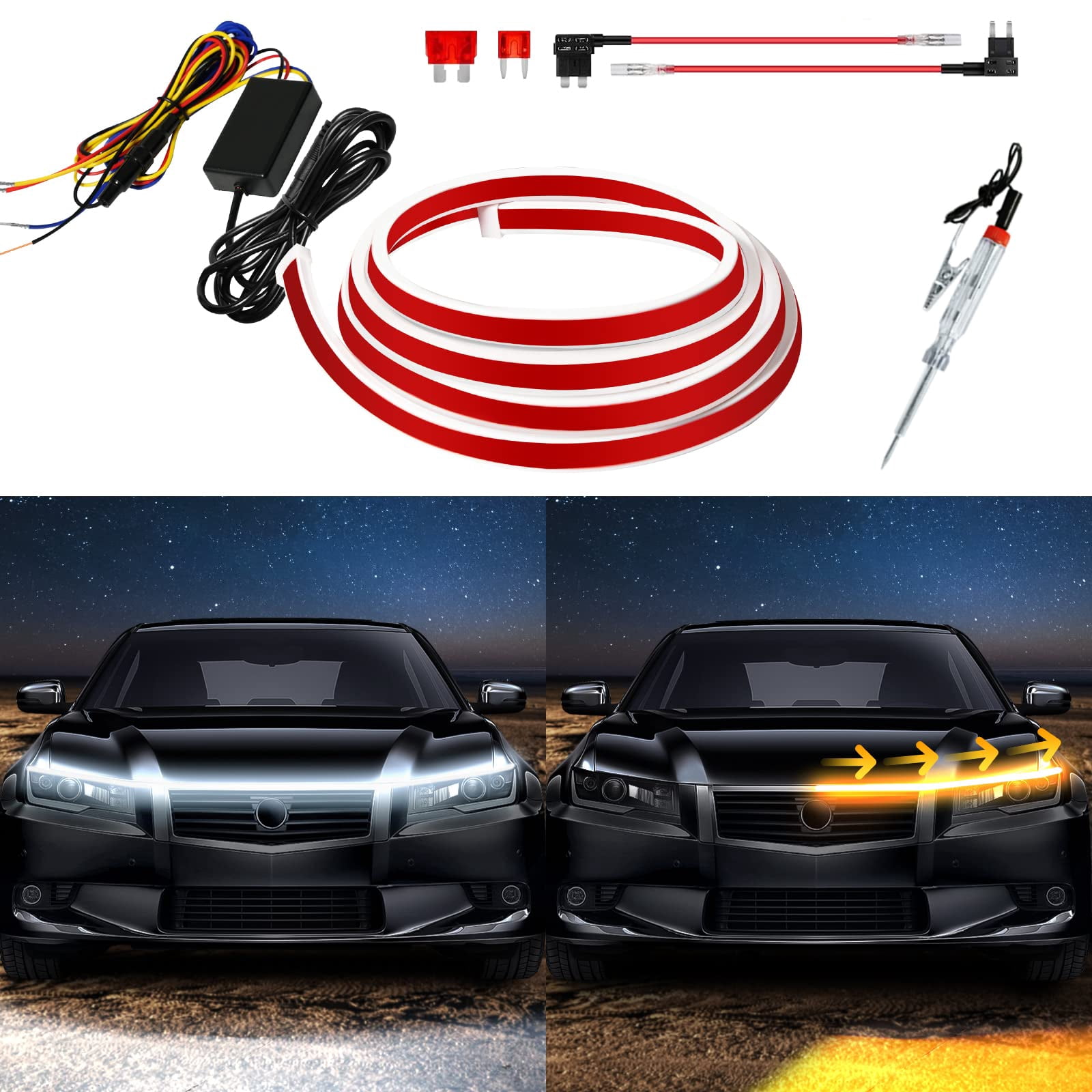 2x Bandes LED 60 Cm Blanc/ambre Switchback - Pour Feux Diurnes Et Clignotants - 12V, étanches, Flexibles