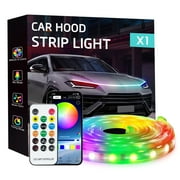 SPEEDWOW 71" RGB Multicolor LED Hood Light Strip for Trucks/SUV/Jeep - 12V APP & Remote Control, Waterproof IP67 Flexible Exterior DRL Daytime Running Lights Car Decor, Easy Installation